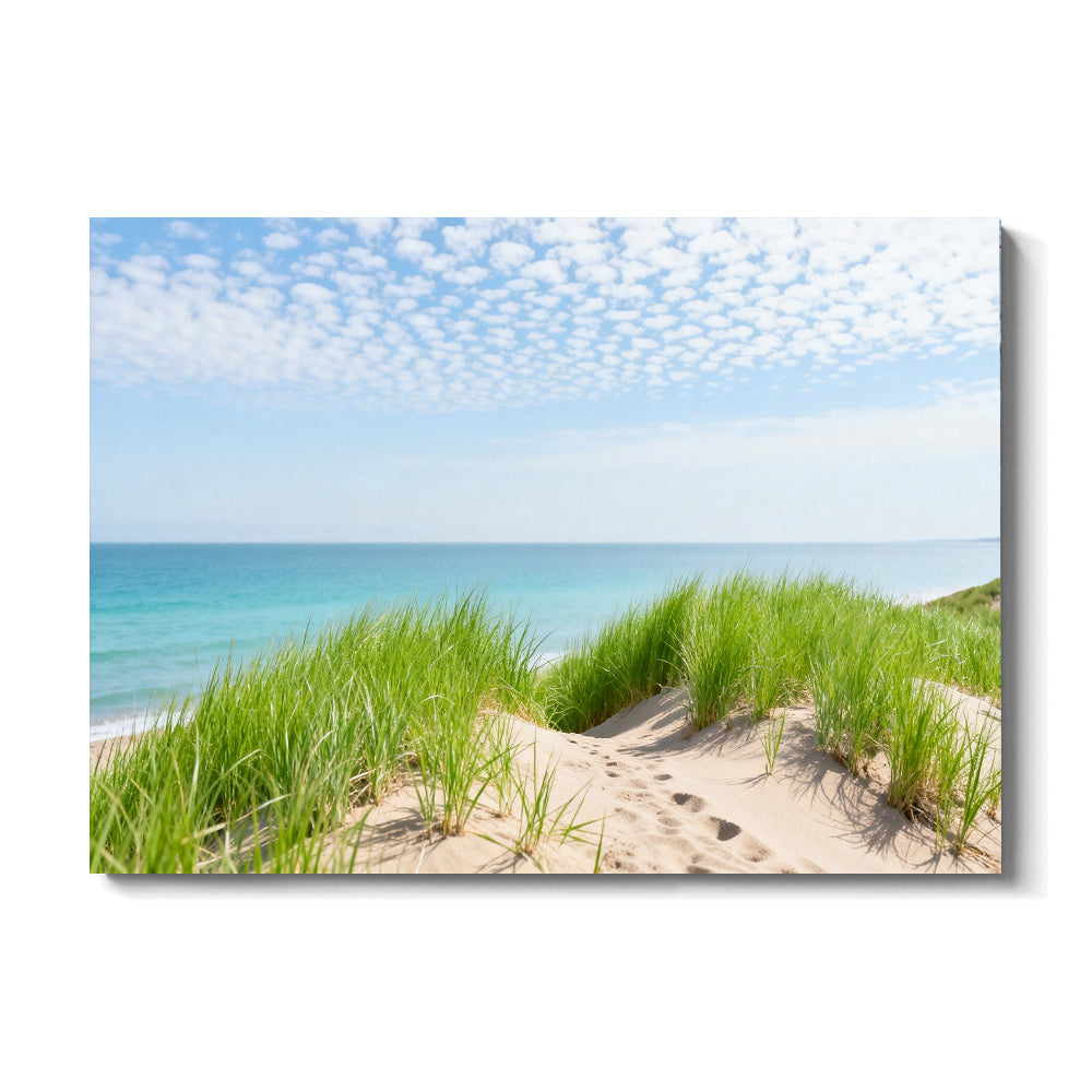 Dune Grass and Sea canvas wall art, front view on a white background.