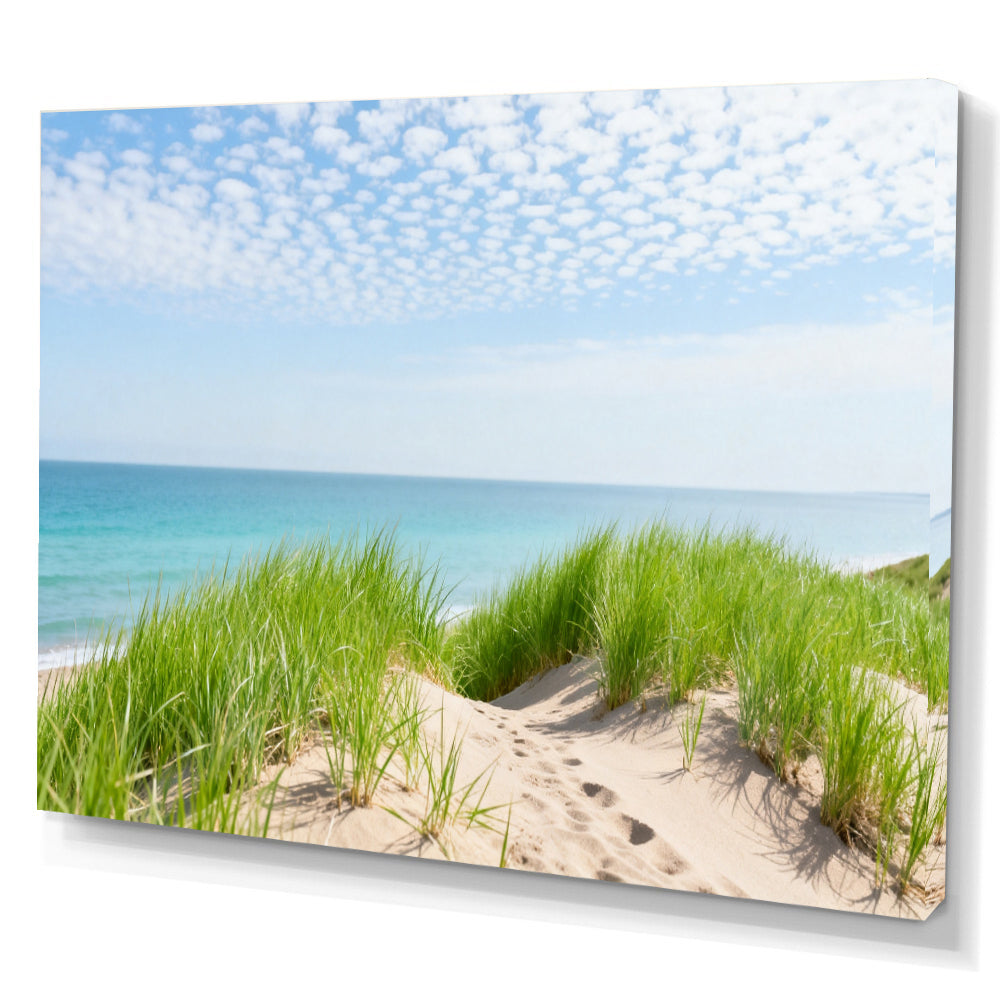 Dune Grass and Sea canvas wall art, angled canvas mockup on a white background.
