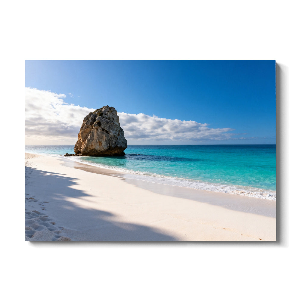 White Beach Rock canvas wall art, front view on a white background.