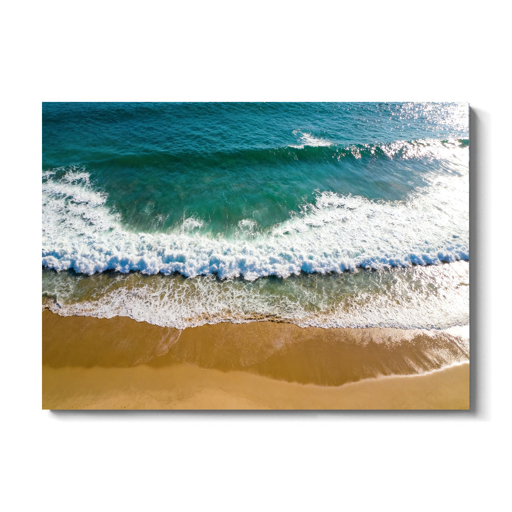 Emerald Wave from Above canvas wall art, front view on a white background.