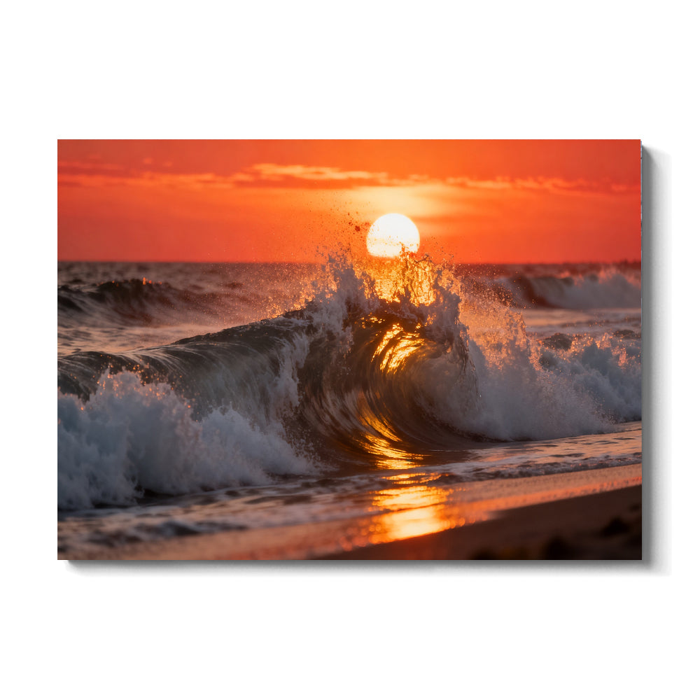 Sunset Wave Crest canvas wall art, front view on a white background.
