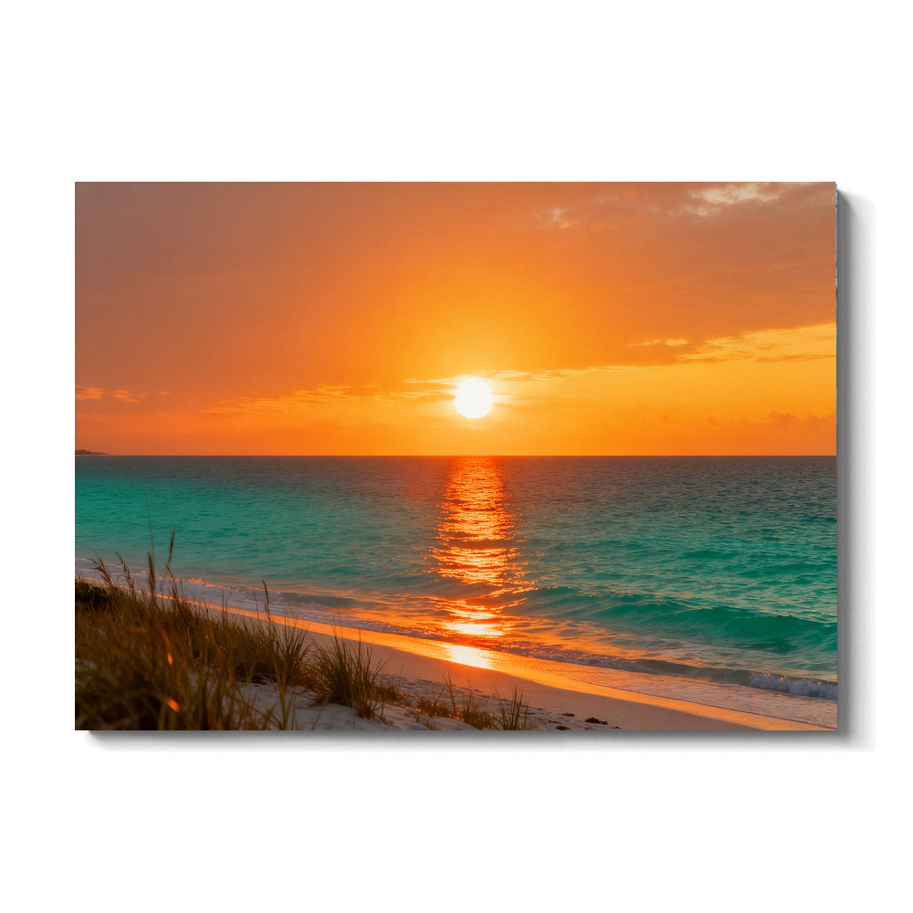 Golden Dune Sunset canvas wall art, front view on a white background.