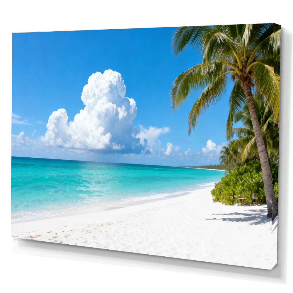 Clouds over Palm Beach canvas wall art, angled canvas mockup on a white background.