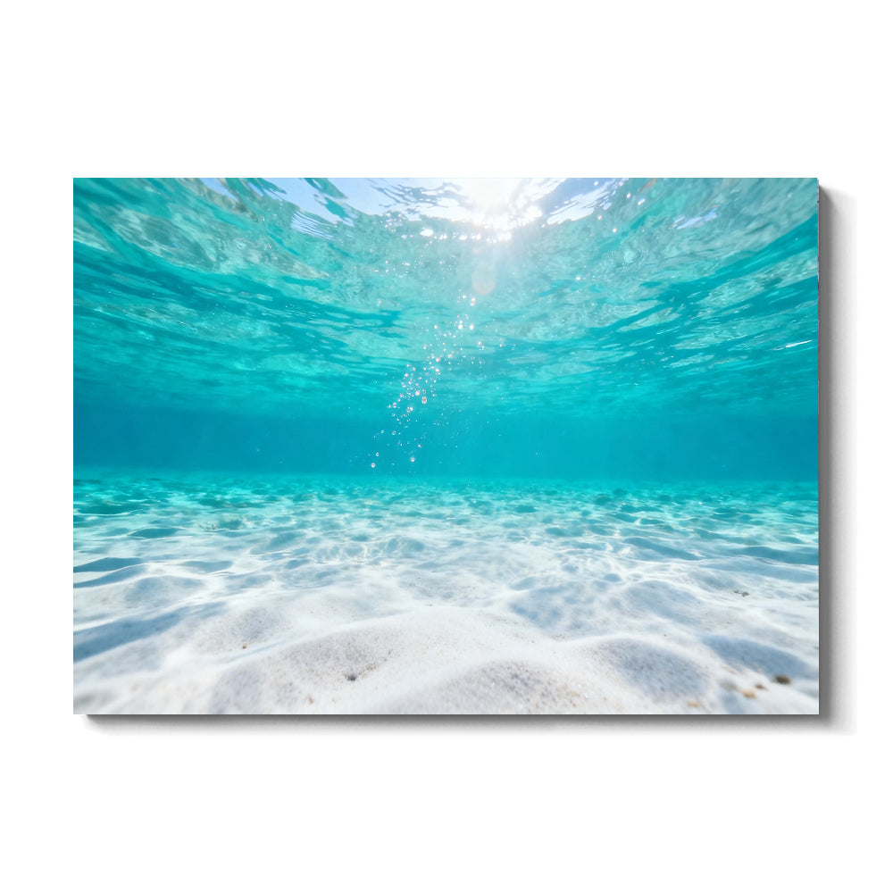 Underwater Sunlit Sand canvas wall art, front view on a white background.