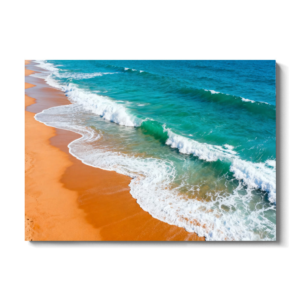 Amber Beach White Surf canvas wall art, front view on a white background.