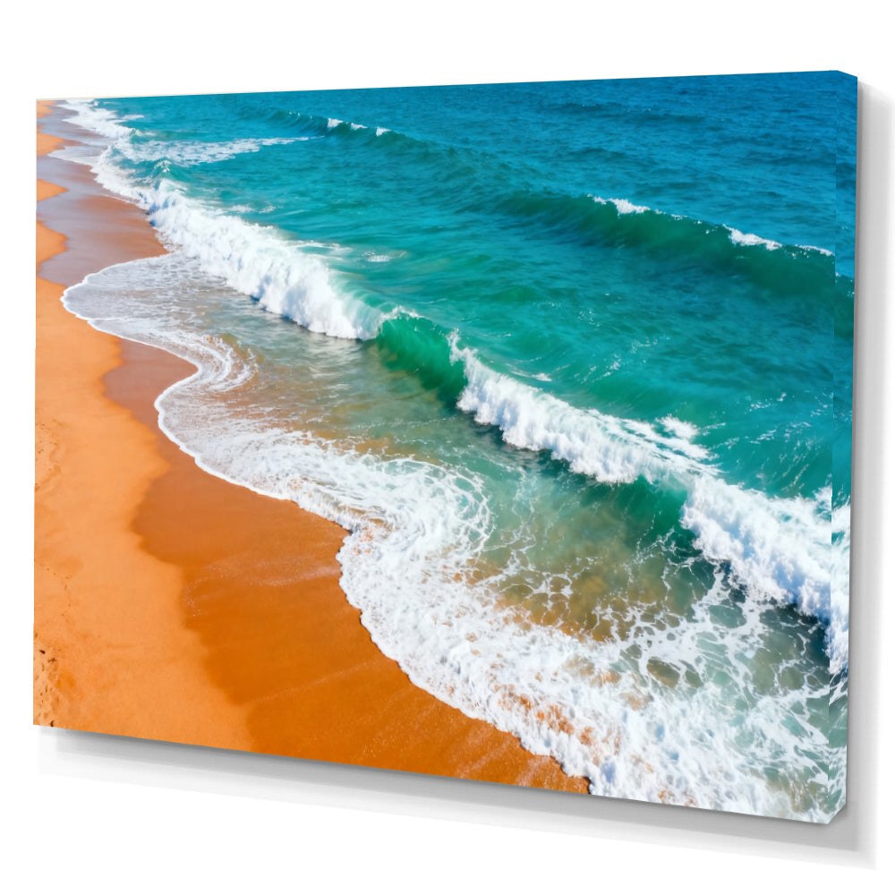 Amber Beach White Surf canvas wall art, angled canvas mockup on a white background.