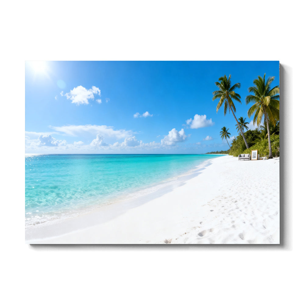 Cloud Dotted Palm Coast canvas wall art, front view on a white background.