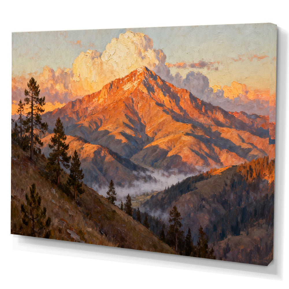 Ember Mountain Summit canvas wall art, angled canvas mockup on a white background.