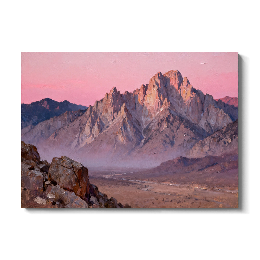 Rose Desert Peaks canvas wall art, front view on a white background.