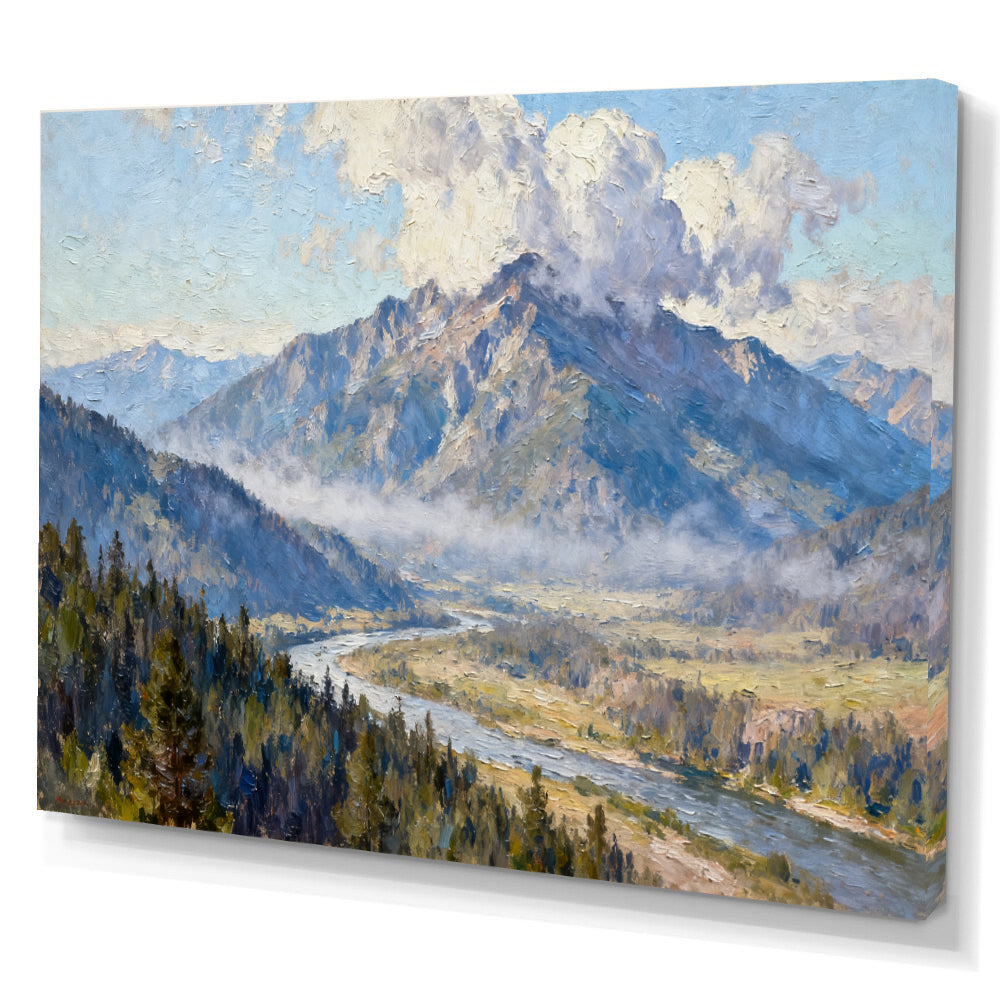 River beneath the Summit canvas wall art, angled canvas mockup on a white background.