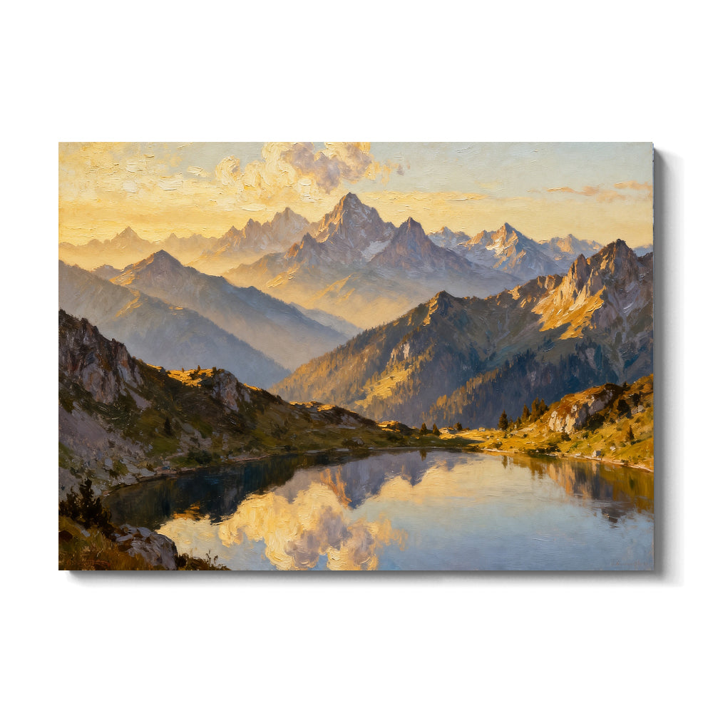 Golden Summit Mirror canvas wall art, front view on a white background.