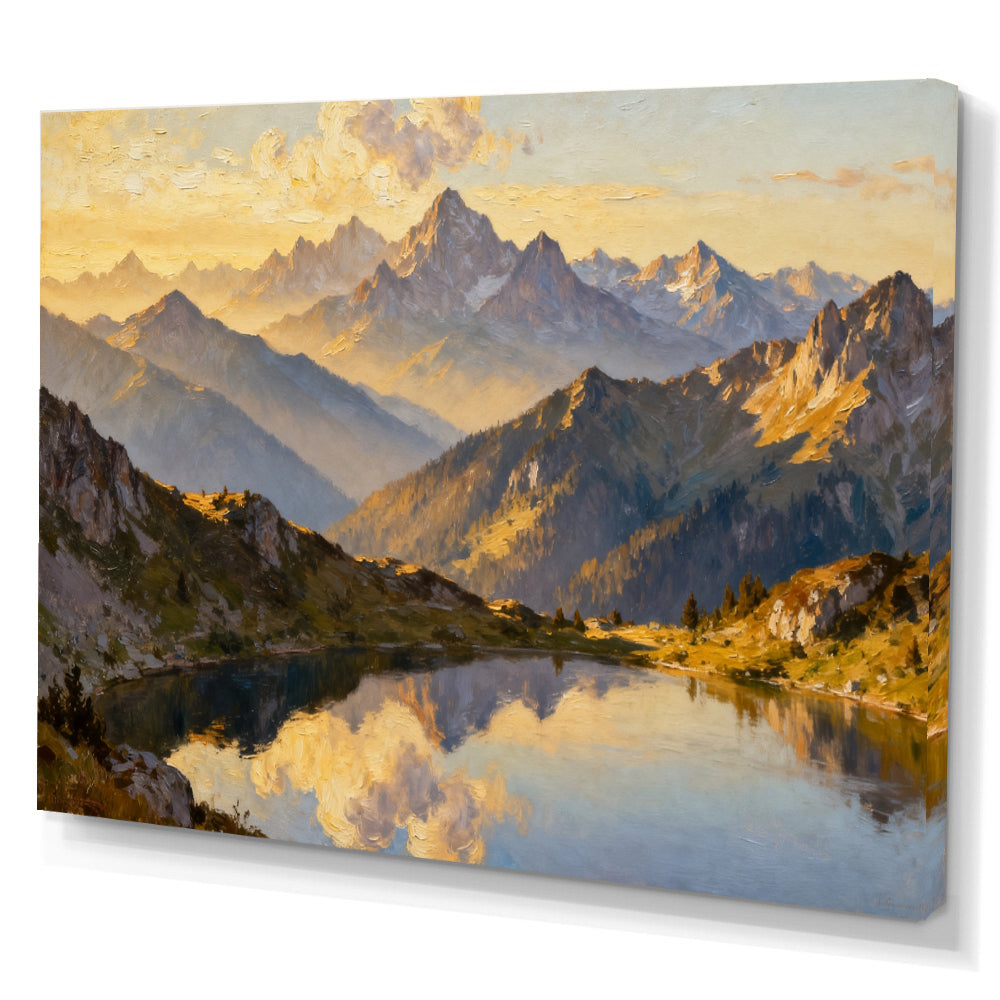Golden Summit Mirror canvas wall art, angled canvas mockup on a white background.