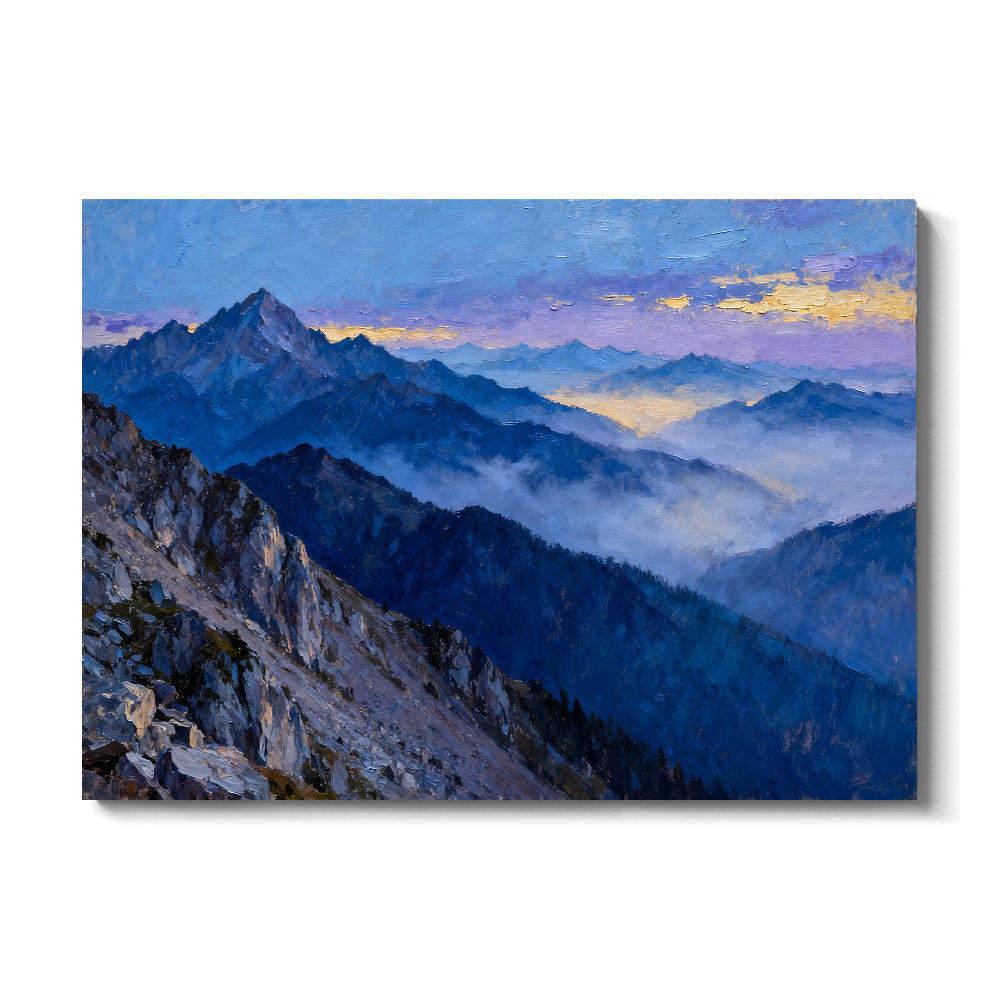 Twilight Blue Ranges canvas wall art, front view on a white background.