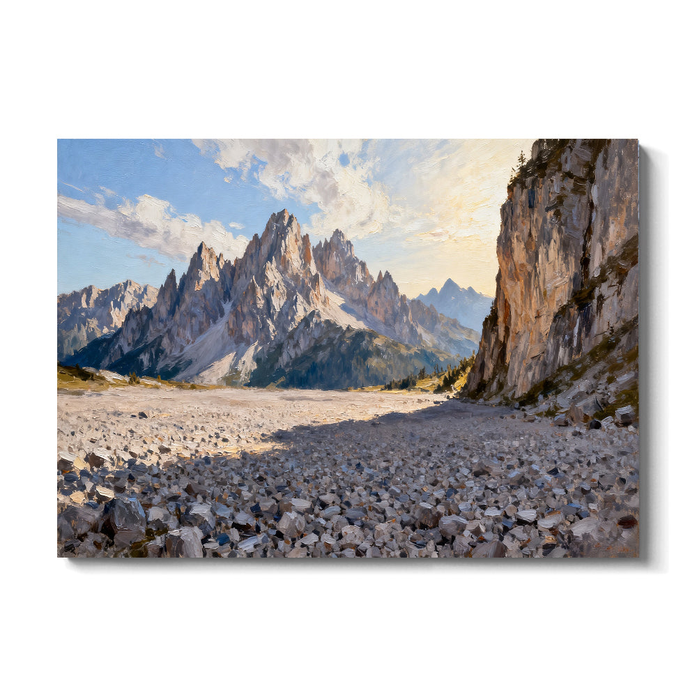 Rocky Alpine Passage canvas wall art, front view on a white background.