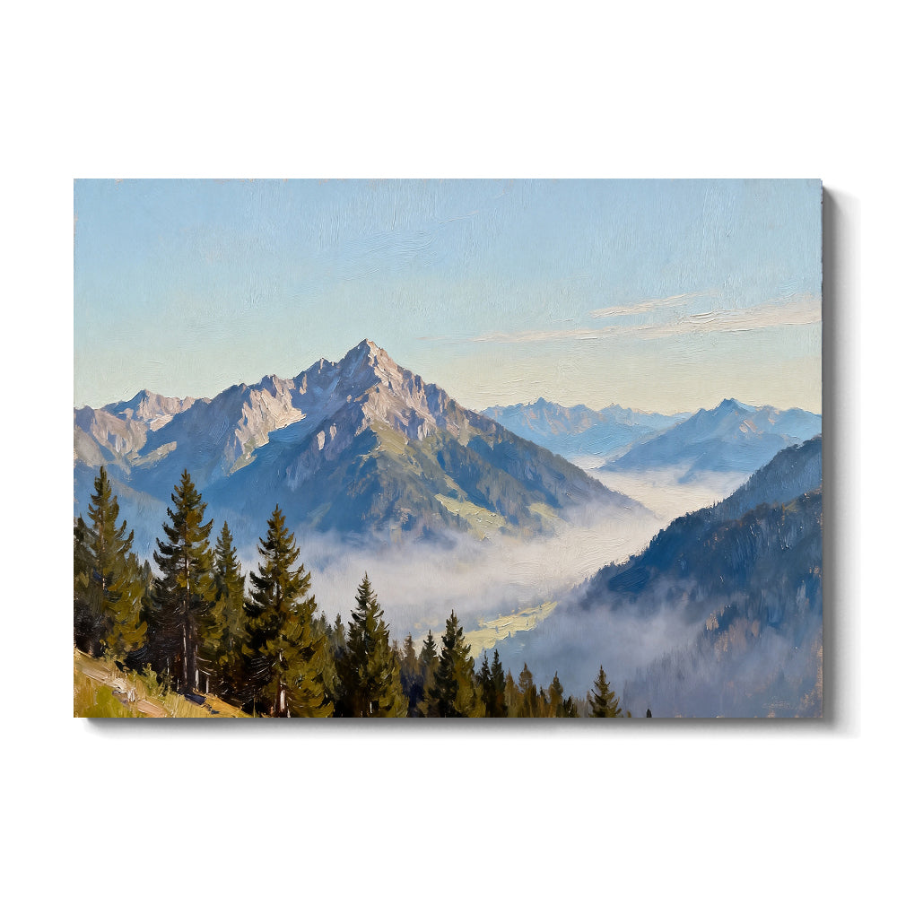 Pines above the Mist canvas wall art, front view on a white background.