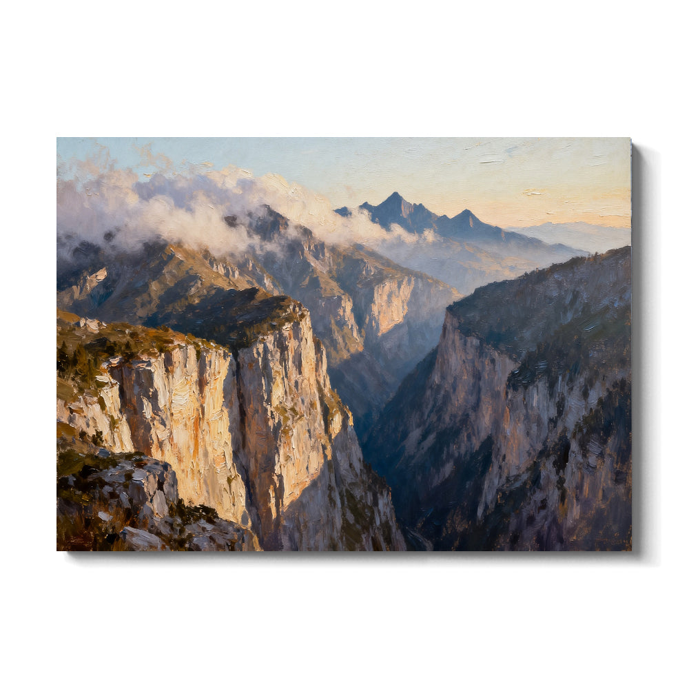Sunlit Granite Canyon canvas wall art, front view on a white background.