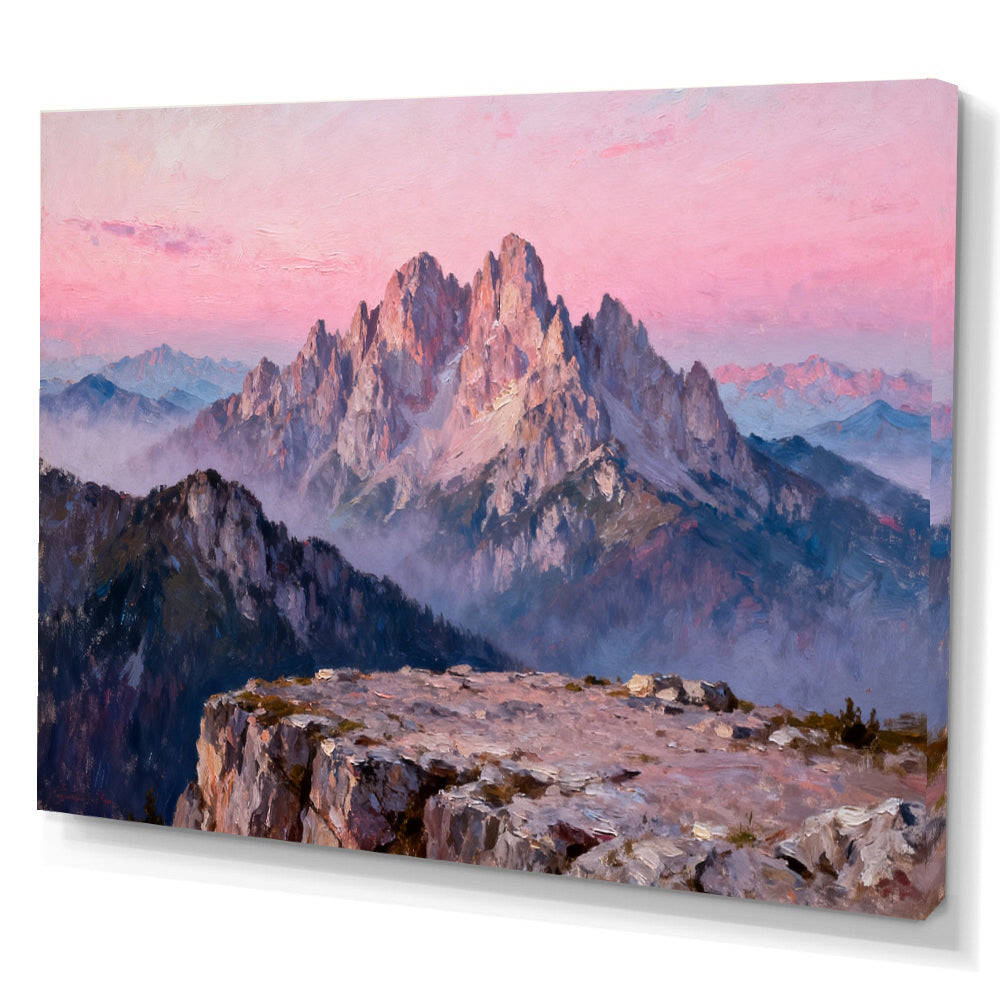 Rose Granite Crown canvas wall art, angled canvas mockup on a white background.