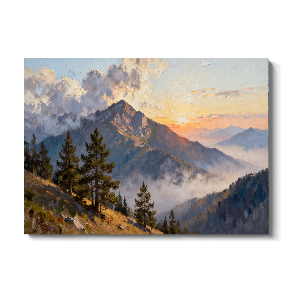 Pine Ridge Sunrise canvas wall art, front view on a white background.