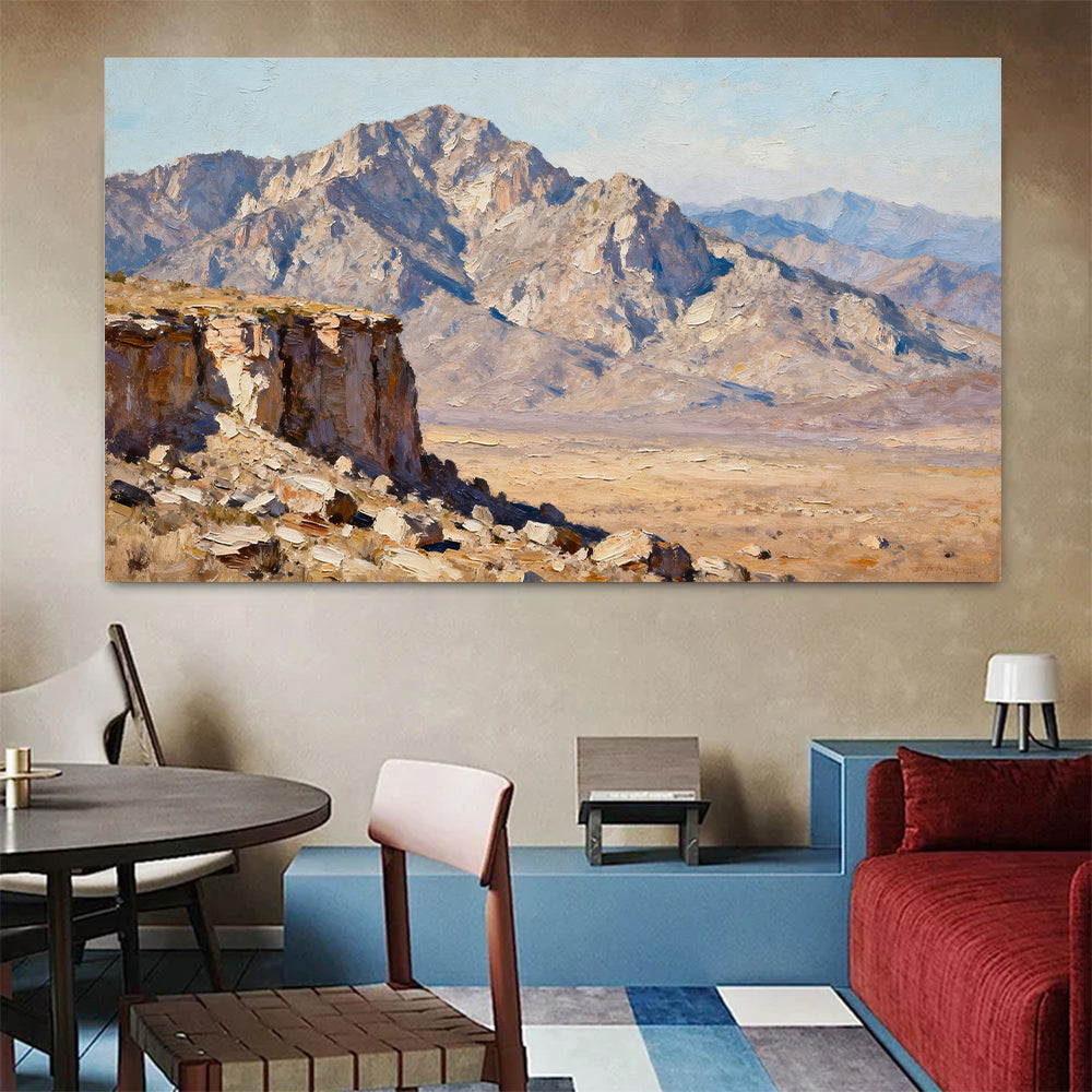 Stone Desert Escarpment canvas wall art, colorful room mockup.