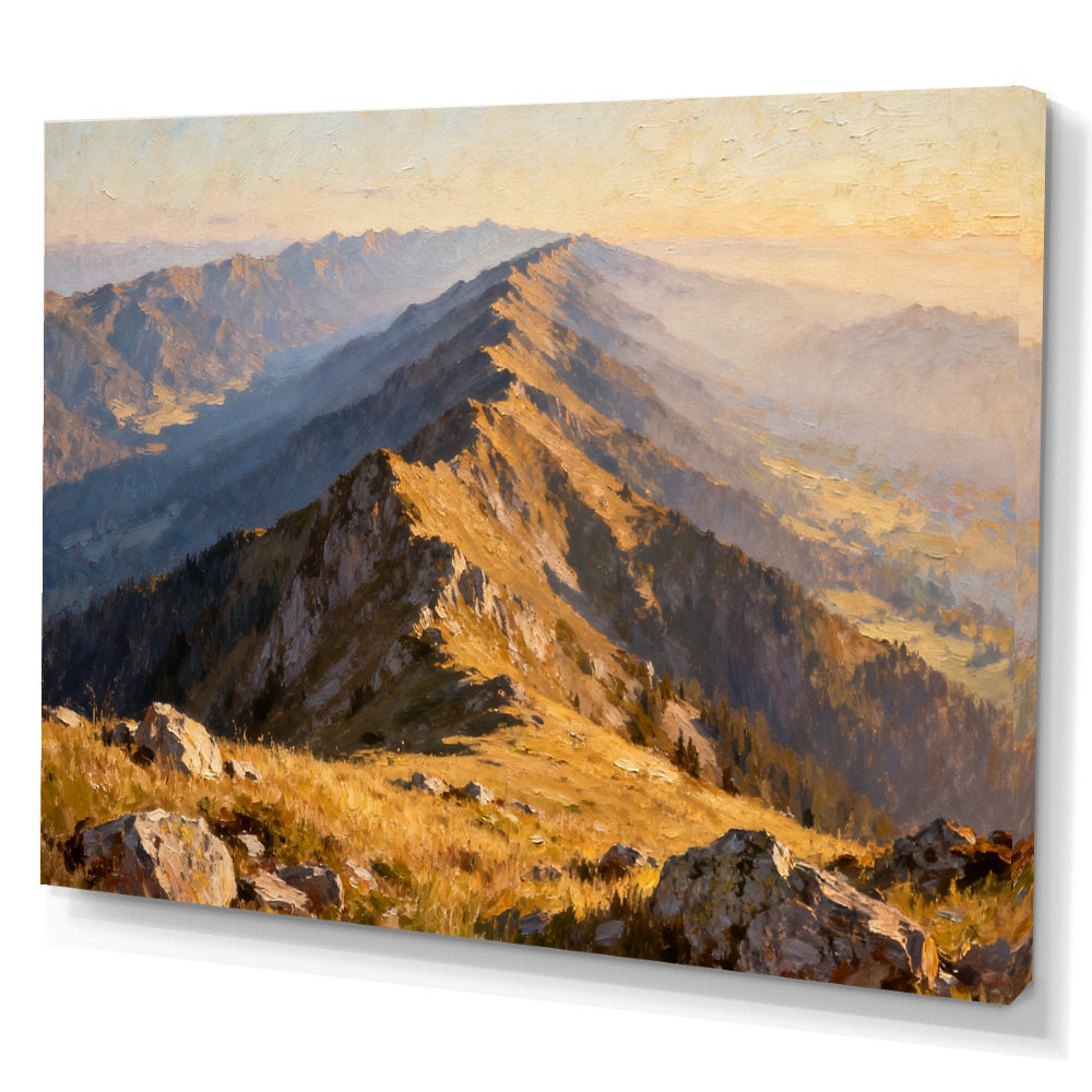 Golden Ridge Trail canvas wall art, angled canvas mockup on a white background.