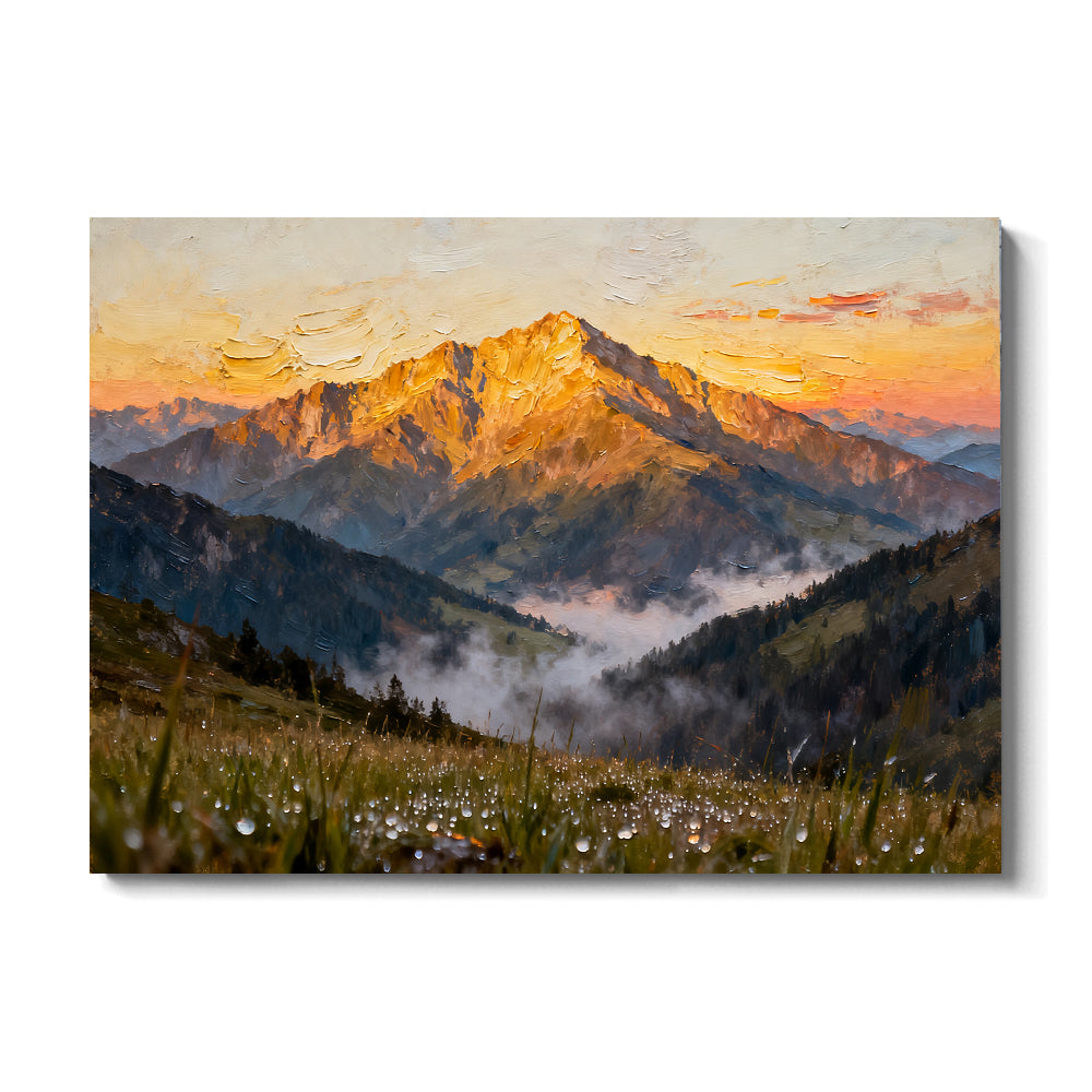 Sunlit Summit Meadow canvas wall art, front view on a white background.