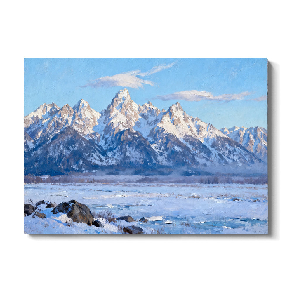Clear Winter Peaks canvas wall art, front view on a white background.