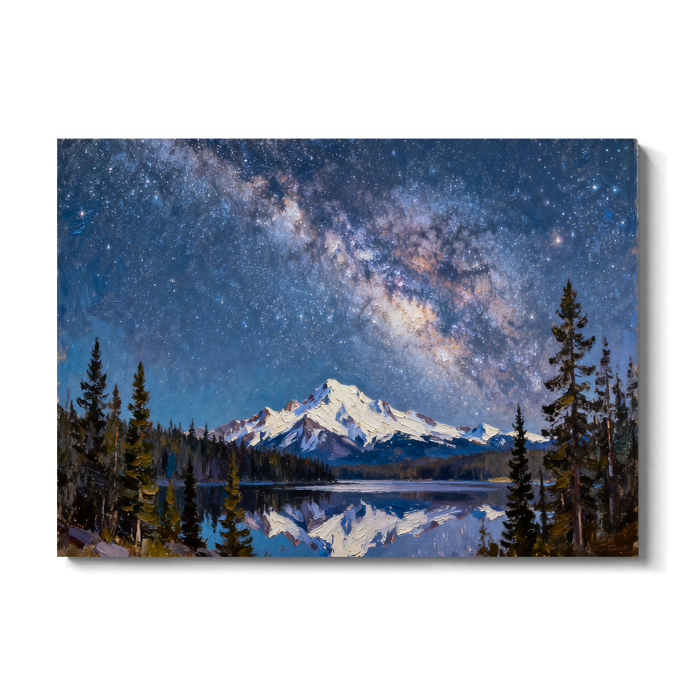 Starlit Summit Reflection canvas wall art, front view on a white background.