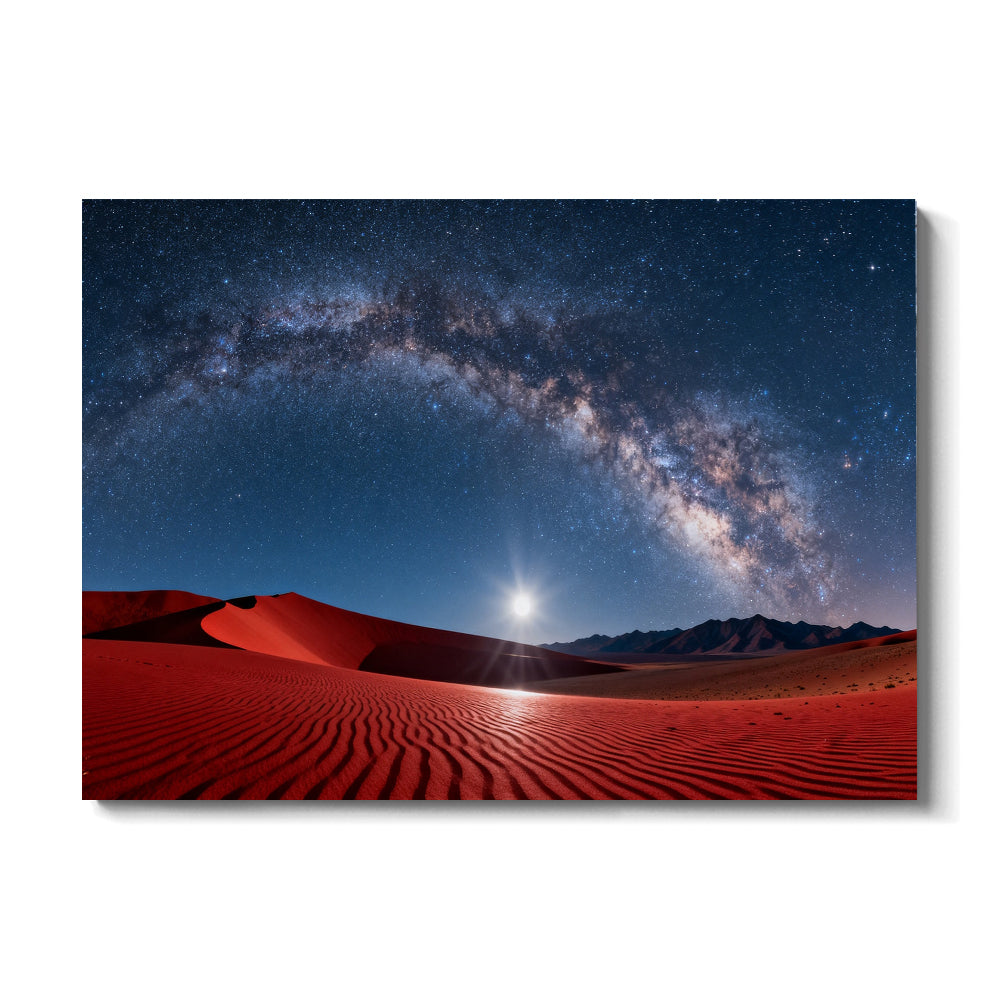 Milky Way over Red Dunes canvas wall art, front view on a white background.