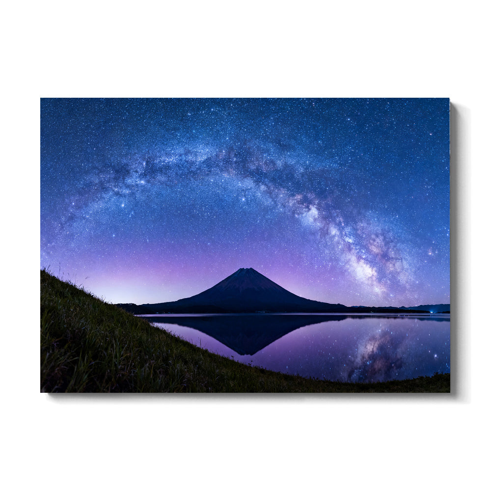 Starlit Volcano Reflection canvas wall art, front view on a white background.