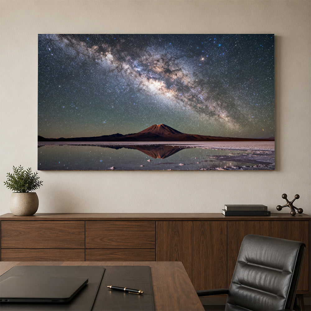 Starfall on the Salt Flats canvas wall art, office mockup.