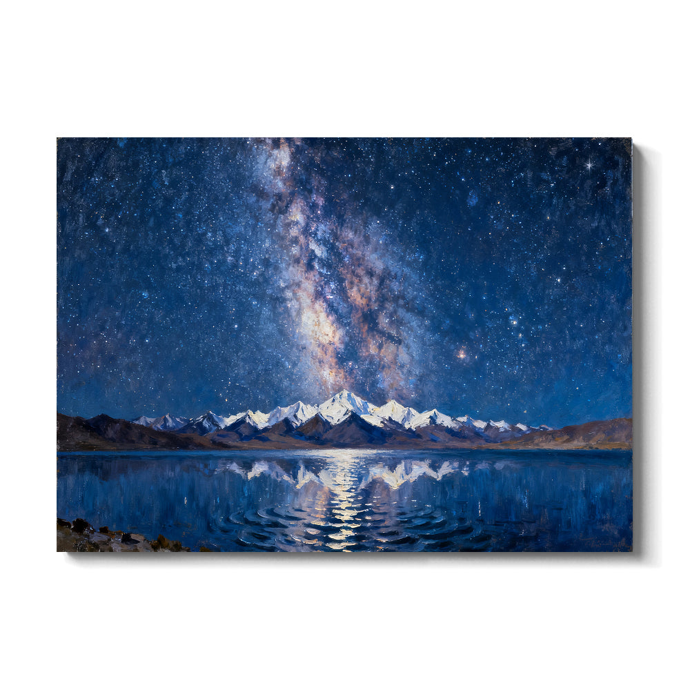 Celestial Lake Reflection canvas wall art, front view on a white background.