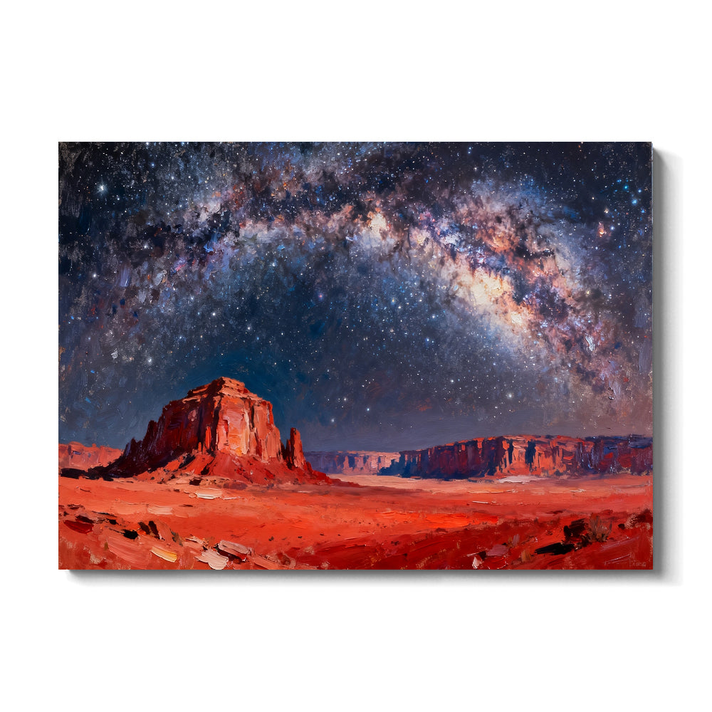 Starlit Red Rock Mesa canvas wall art, front view on a white background.