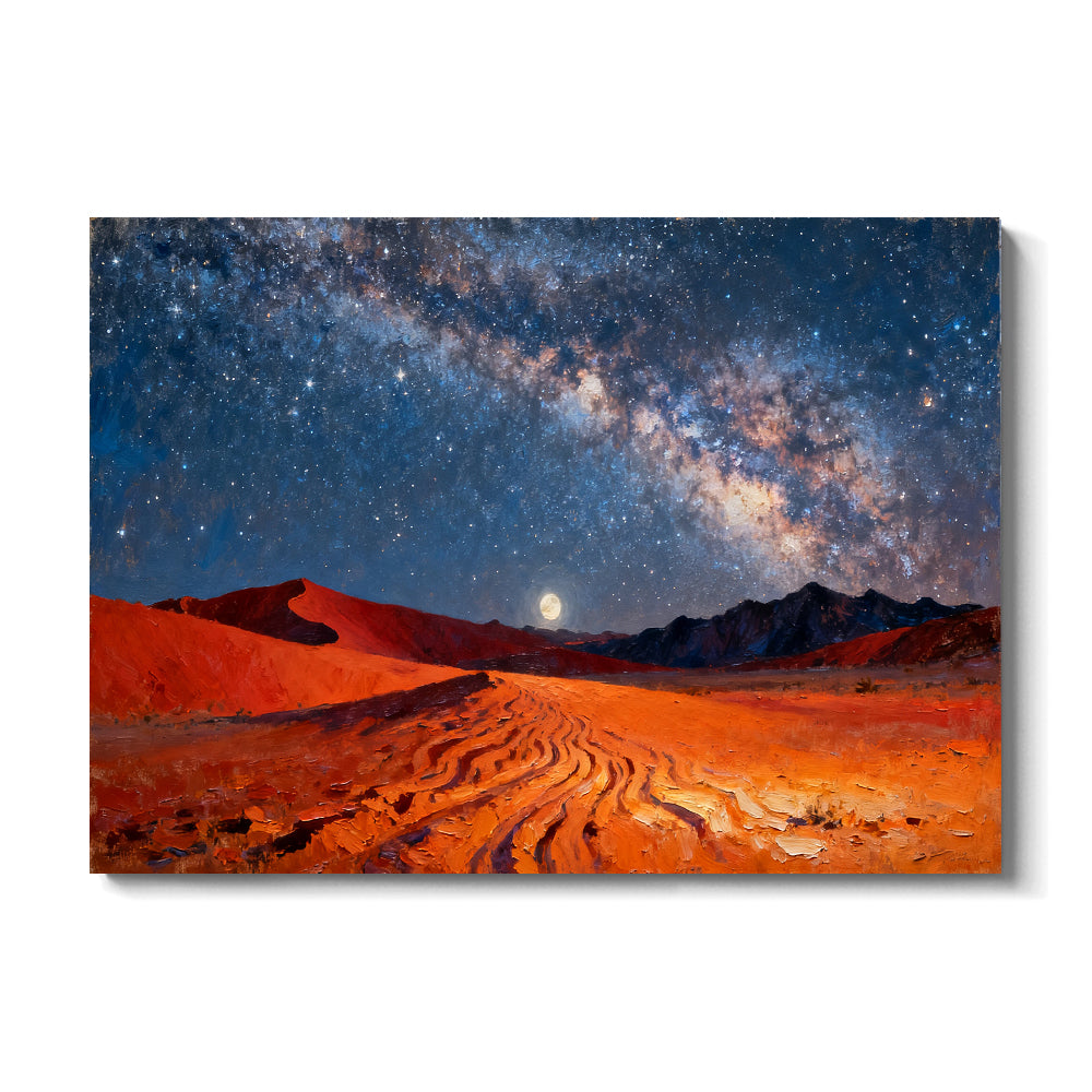 Moonrise on Desert Sands canvas wall art, front view on a white background.