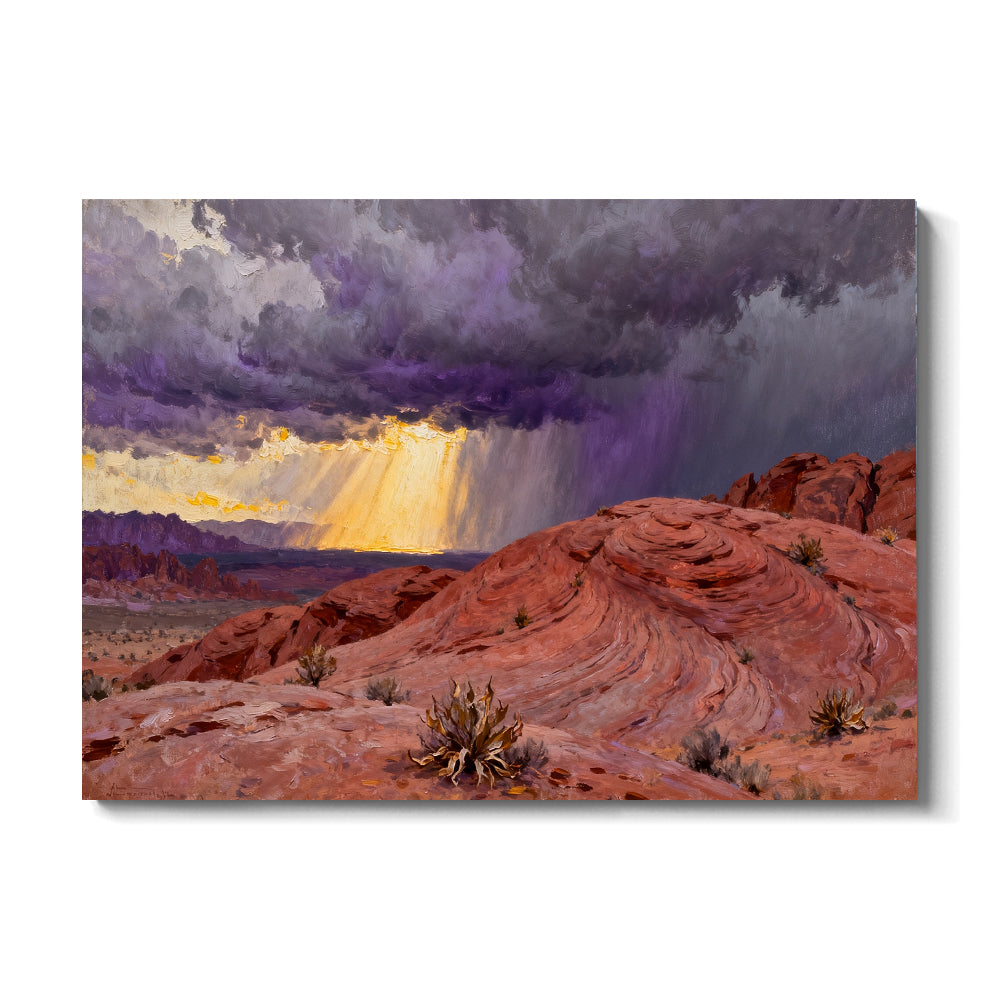 Stormlight on Red Sandstone canvas wall art, front view on a white background.