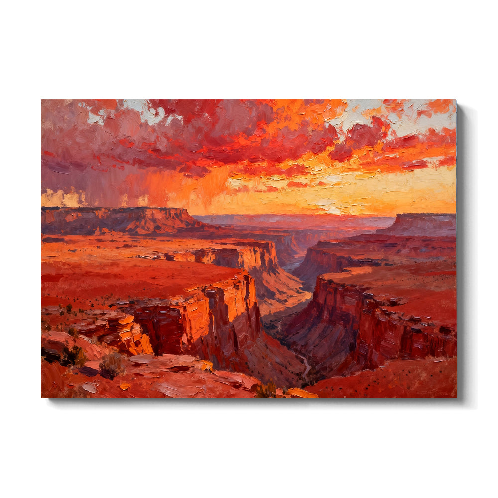 Crimson Canyon Sunset canvas wall art, front view on a white background.