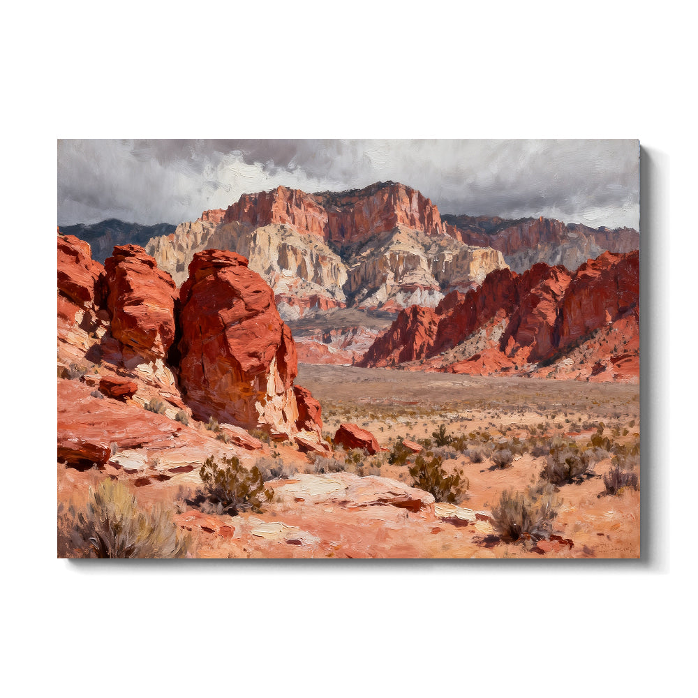 Red Rock Desert Vista canvas wall art, front view on a white background.