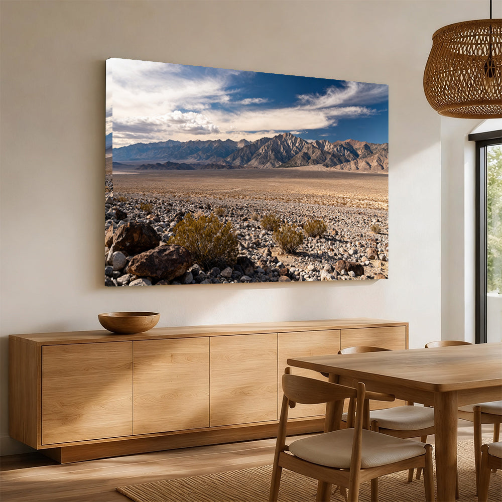 Desert Foothills in Soft Light canvas wall art, dining room mockup.
