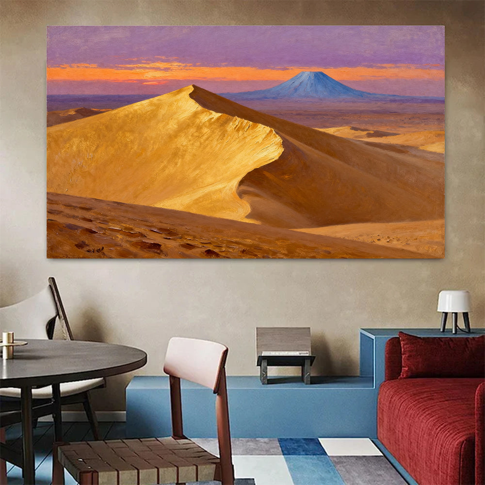 Golden Dune at Sundown canvas wall art, living dining room mockup.