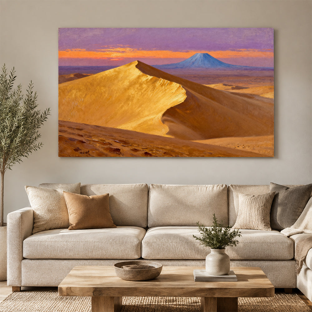 Golden Dune at Sundown canvas wall art, living room mockup.