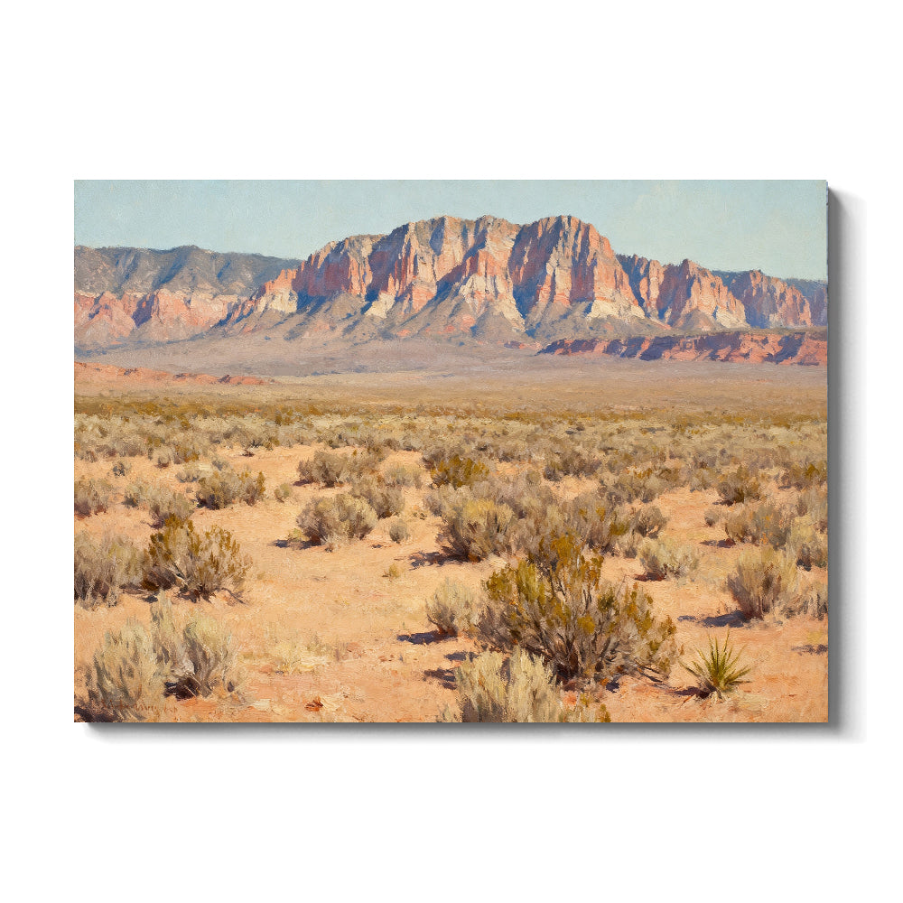 Sandstone Ridge and Sagebrush canvas wall art, front view on a white background.