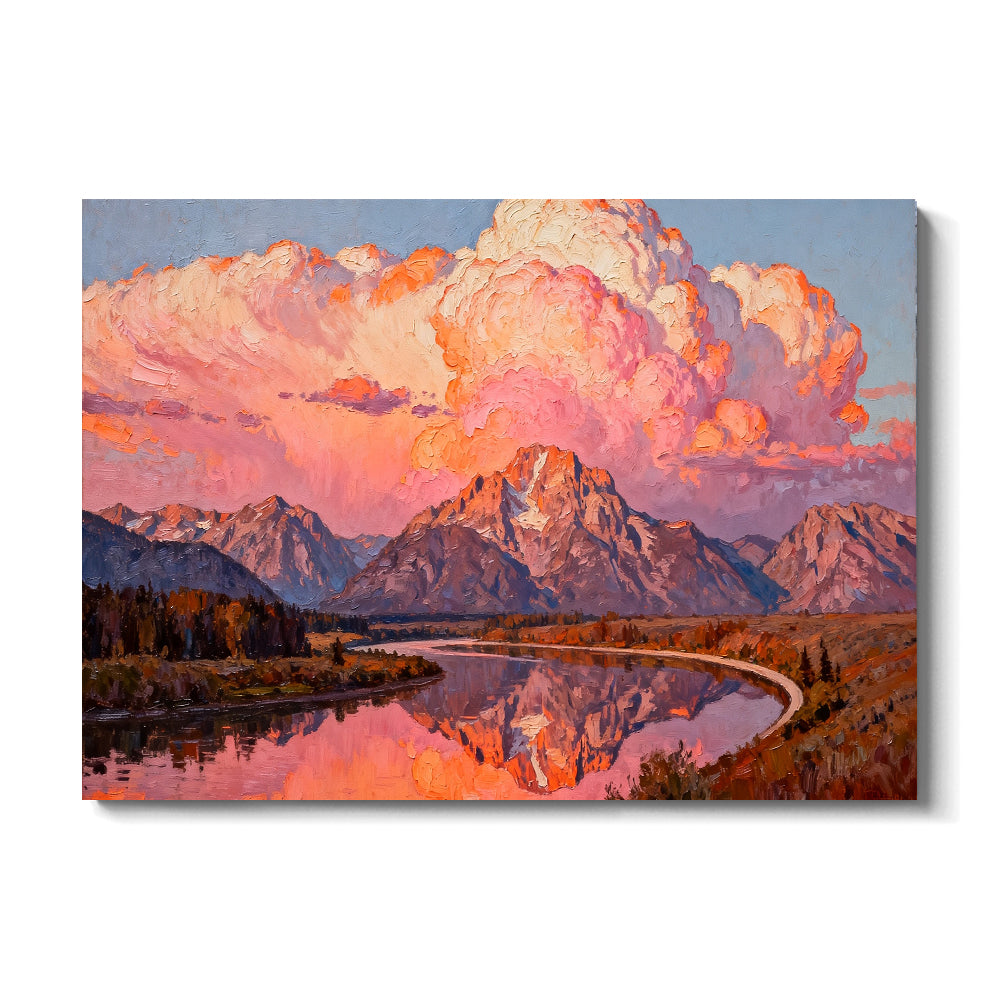 Rose Clouds above Still Water canvas wall art, front view on a white background.