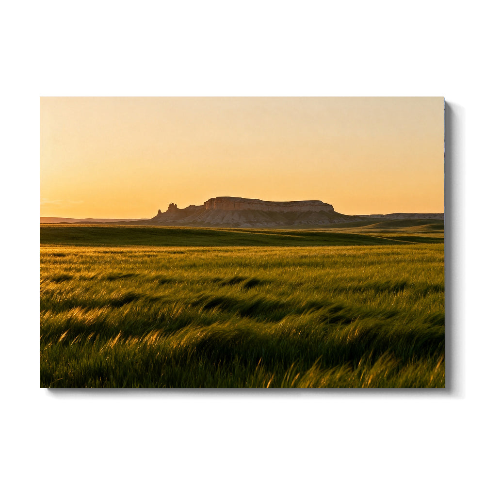 Last Light over Prairie Grass canvas wall art, front view on a white background.