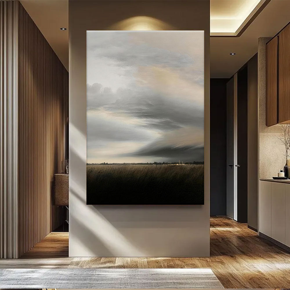 Quiet Storm Horizon canvas wall art, styled room mockup 1.