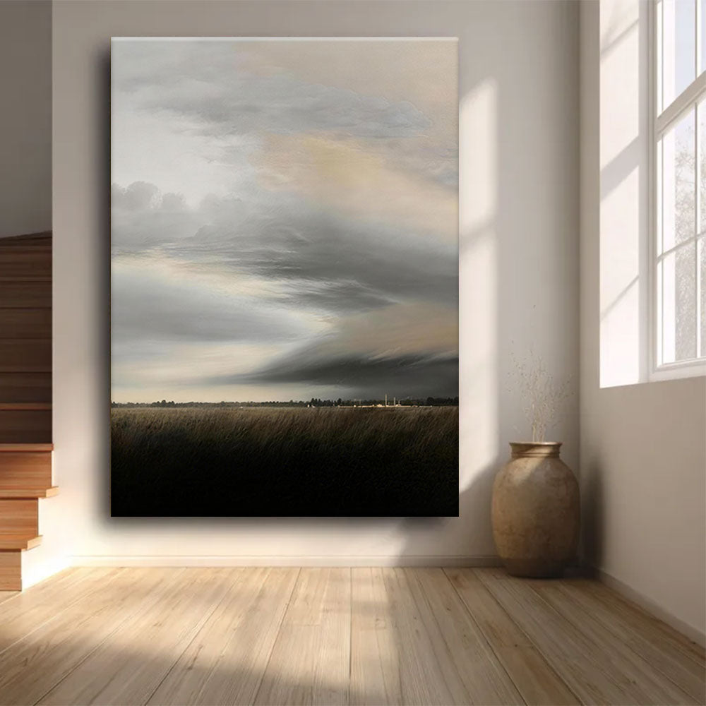 Quiet Storm Horizon canvas wall art, styled room mockup 2.