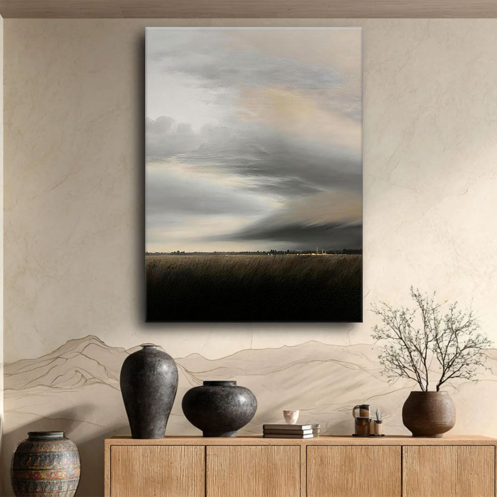 Quiet Storm Horizon canvas wall art, styled room mockup 4.