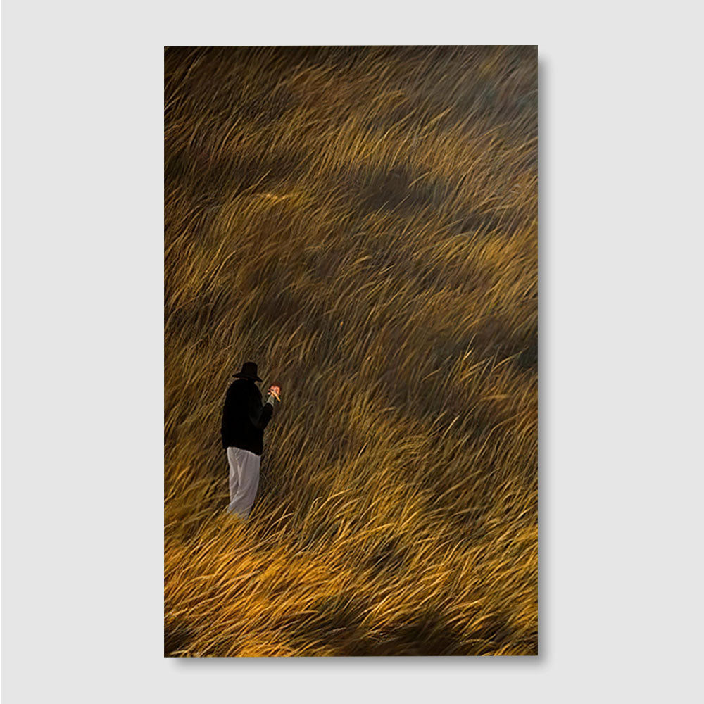 Amber Field Wanderer canvas wall art, front product mockup on a light background.