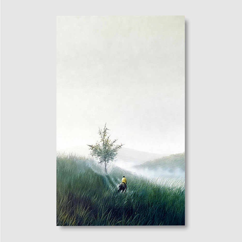 Lone Tree in the Mist canvas wall art, front product mockup on a light background.