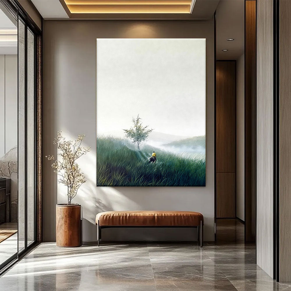 Lone Tree in the Mist canvas wall art, styled room mockup 3.