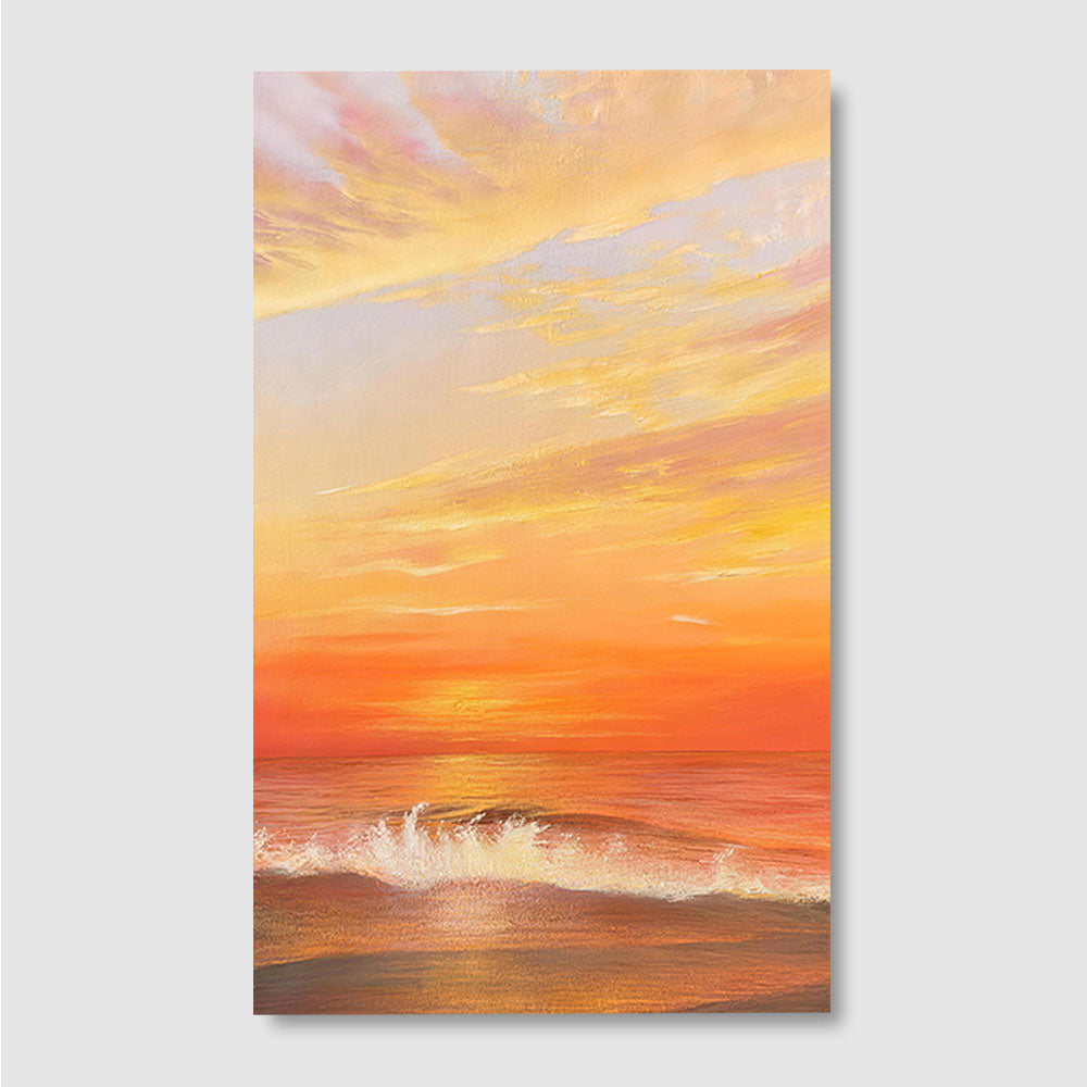 Apricot Ocean Sunset canvas wall art, front product mockup on a light background.