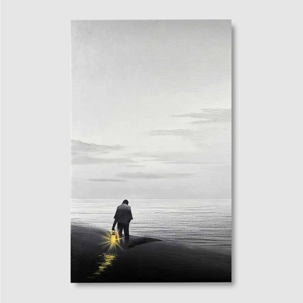 A Lantern by the Shore canvas wall art, front product mockup on a light background.